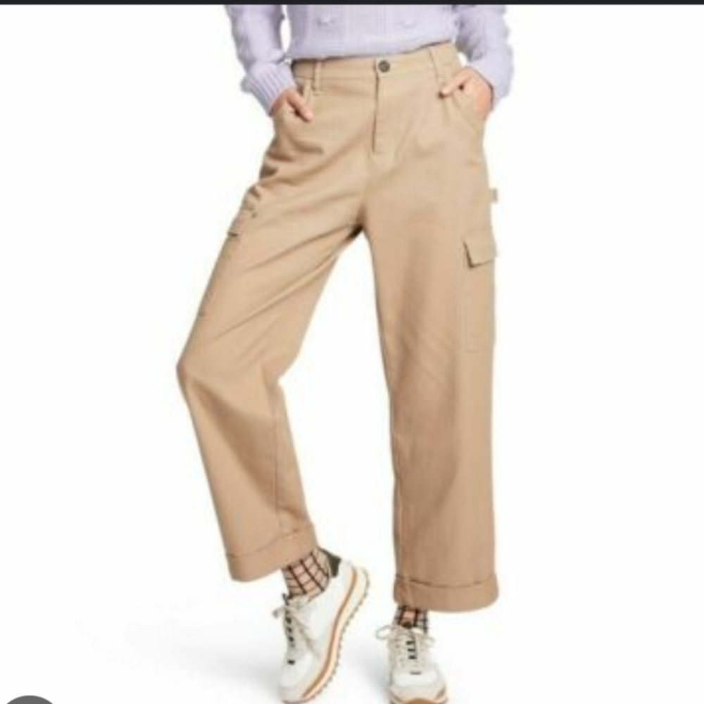 WILD FABLE WOMEN'S CARGO PANTS WIDE LEG PANTS LIGHTWEIGHT COTTON SIZE MEDIUM